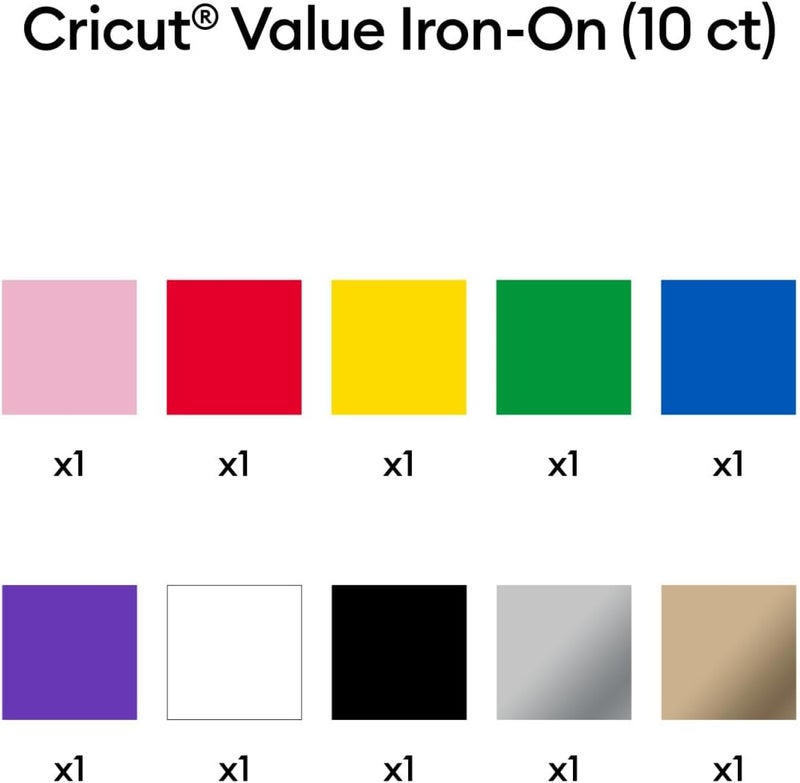 Cricut فولاذ ملصق حراري، عينة قوس قزح (12 بوصة × 12 بوصة، 10 أوراق) - Image 3